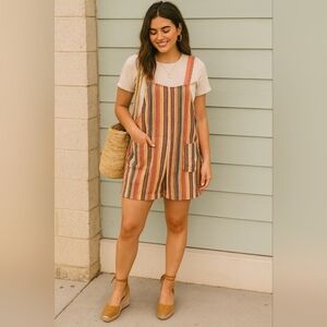 Vertical Stripe Colorful Romper 2XL